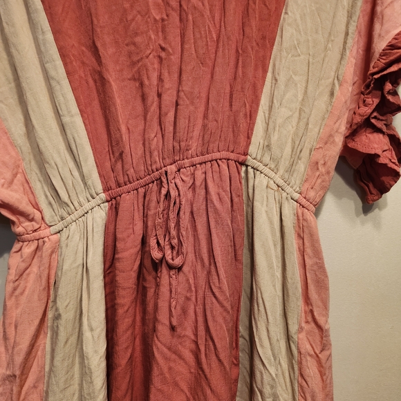 Chic Ruffled Pink and Cream Mini Dress - Picture 2 of 5